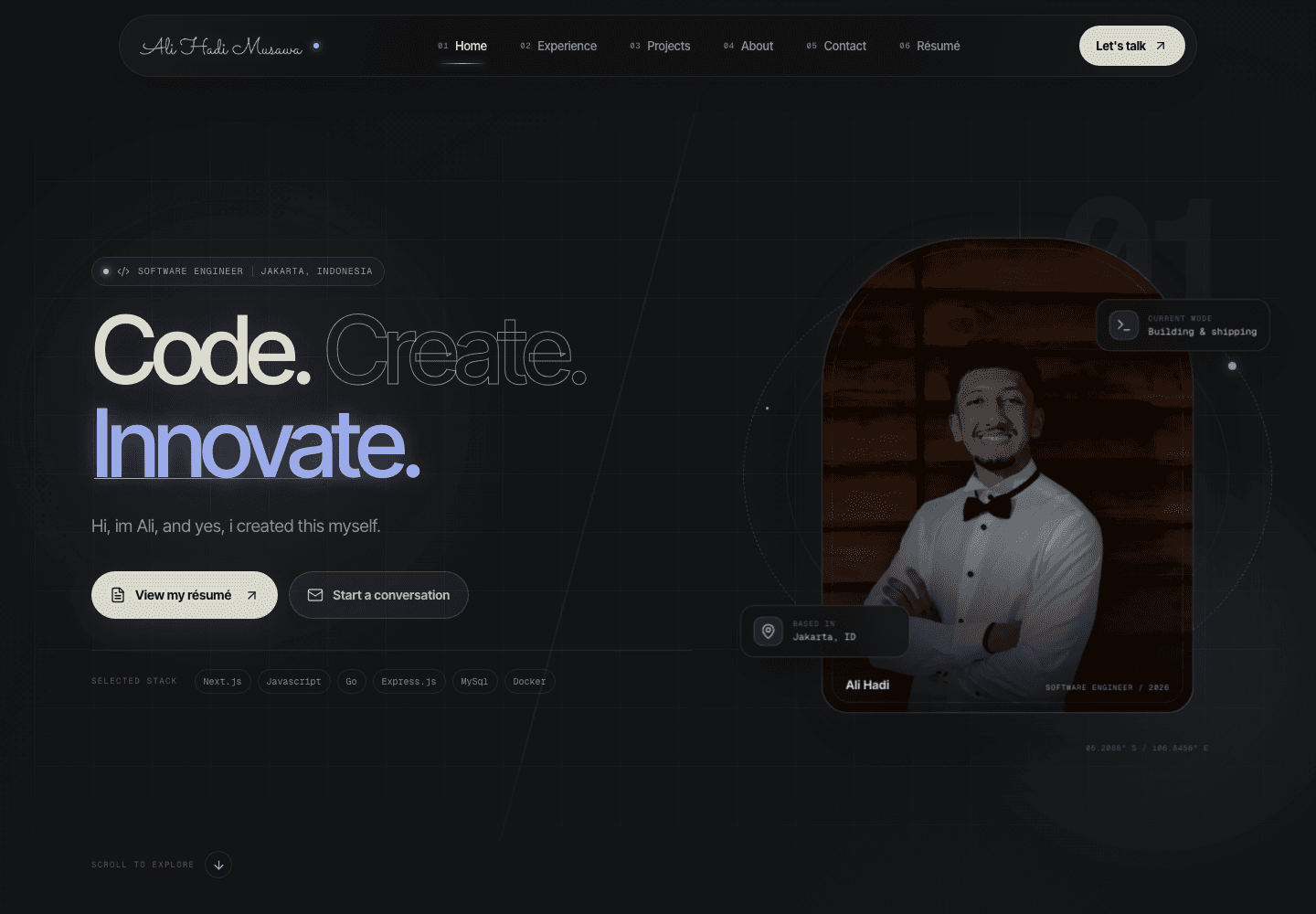 Tampilan website Ali Hadi